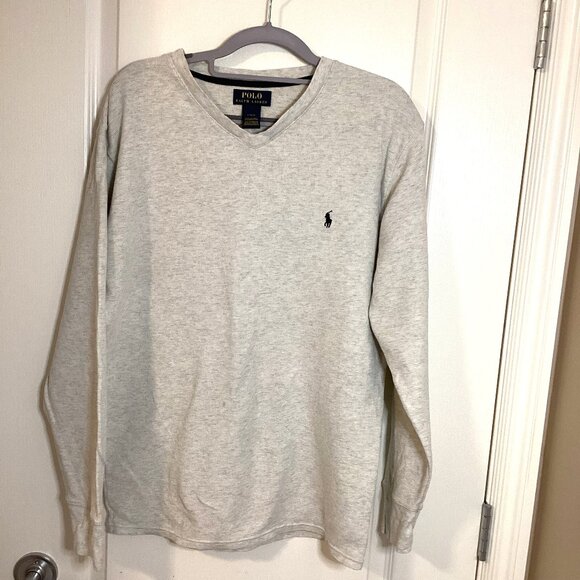Polo Ralph Lauren Men's V-Neck Sweater Long Sleeve Size L Cotton Classic Fit - Picture 1 of 7
